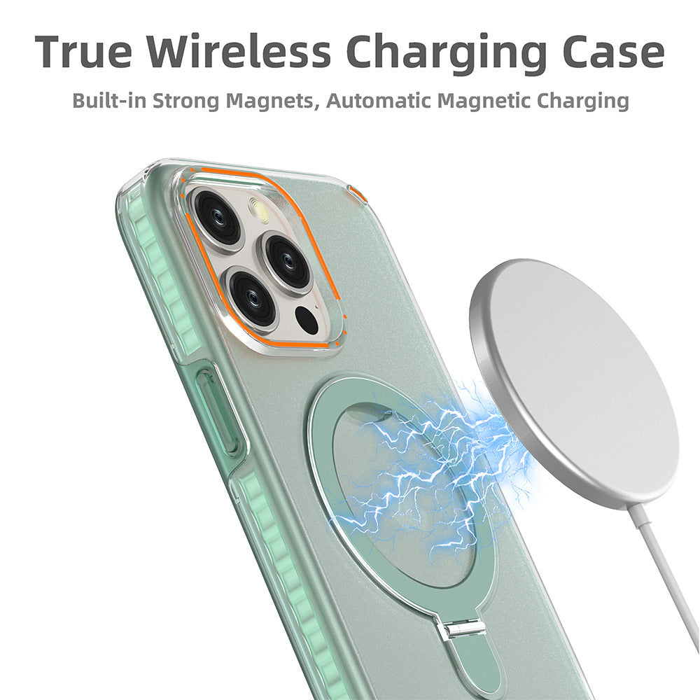 New Colorful Magnetic Bracket Phone Case With Holder Stand Cover For Magesafe Magnetic Transparent Wireless Charge Case For Phone